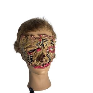 Partial latex horror torn flesh with staples costume mask unisex